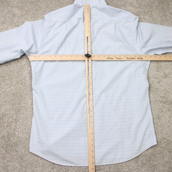 Charles Tyrwhitt Shirt Mens 16 1/2, 35 Blue/Yellow Non-Iron Slim Fit Cotton L/S - Picture 10 of 13